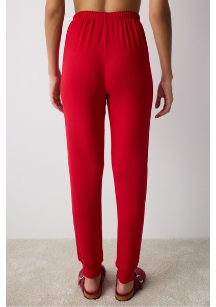 Çiçekli Kırmızı Termal Pijama Altı indirimleri
