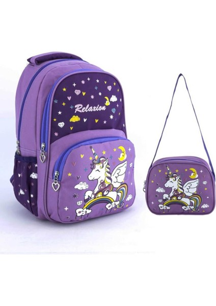 Relxion Ilkokul Çantası Beslenmeli Unicorn Mor 1340