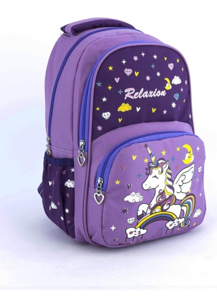 Relxion Ilkokul Çantası Beslenmeli Unicorn Mor 1340