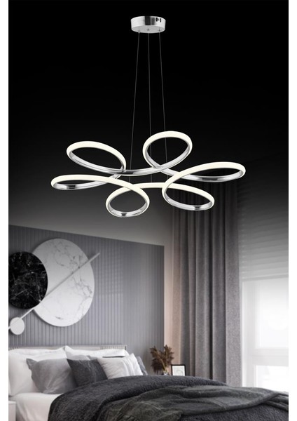 Istanbul Avize Megie Gümüş Kumandalı 3 Renk LED Lüx Modern Ledli Avize fırsatları