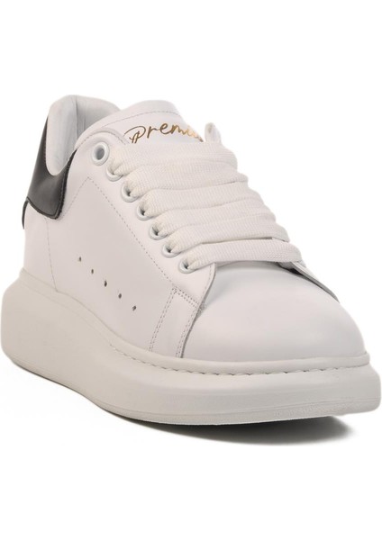 Ayakmod Premium 02028 M Beyaz-Siyah Hakiki Deri Erkek Sneaker