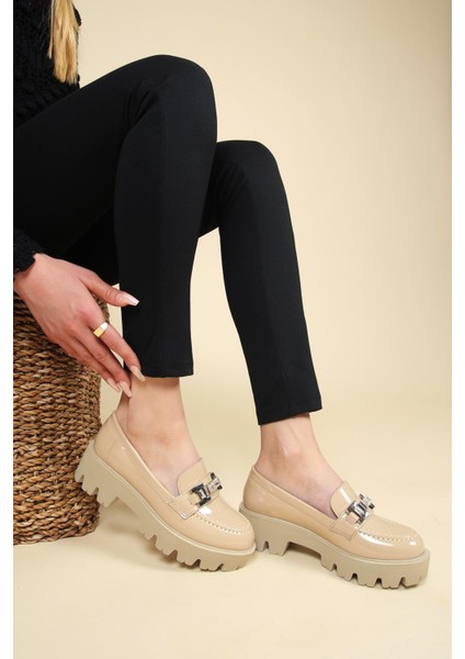 Taş Tokalı Rugan Loafer Ten fiyatları