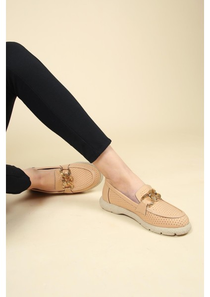Metal Halkalı Delikli Loafer Nut modelleri