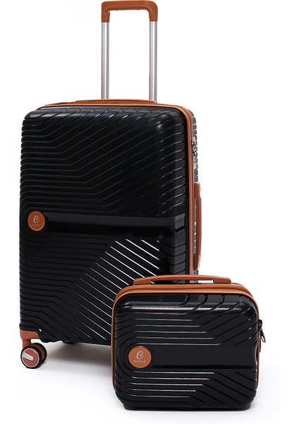 Exclusive Pro Polipropilen Kırılmaz 2'li Valiz Seti Orta Boy ve Makyaj 2'li Set 5239