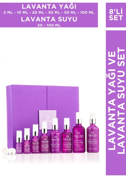 Lavanta Seti (Lavanta Yağı 5ml - 10ML - 20ML - 30ML - 50ML - 100ML & Lavanta Suyu 50ML - 100ML)