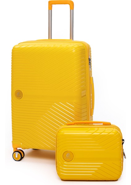 Exclusive Pro Polipropilen Kırılmaz 2'li Valiz Seti Orta Boy ve Makyaj 2'li Set 5239