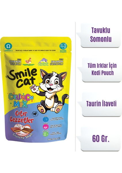 Cat Crunch Mix Kedi Ödül Maması Tavuk-Somon 60 Gr.