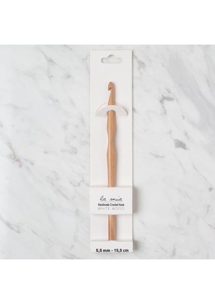 5.5 mm 15.5 cm Ahşap Yün Tığ