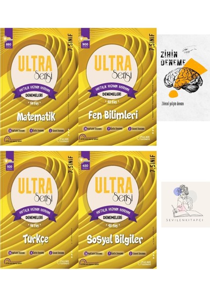 7.sınıf M-F-T-Sosyal 4 Kitap Haftalık Kazanım Denemeleri Föy+Zihin DENEME-GZ921