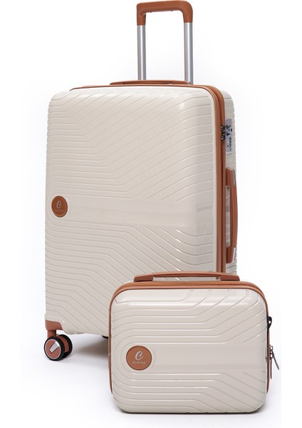 Exclusive Pro Polipropilen Kırılmaz 2'li Valiz Seti Orta Boy ve Makyaj 2'li Set 5239