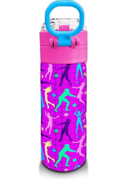 Kids Pembe Mor Voleybol Desenli Pipetli ve Direkt Içim Çelik Termos 500 ml 31795 modelleri
