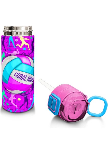 Kids Pembe Mor Voleybol Desenli Pipetli ve Direkt Içim Çelik Termos 500 ml 31795 fırsatları
