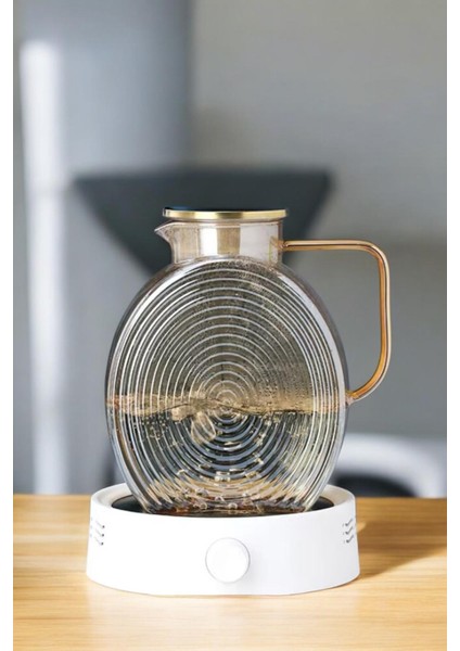 Borosilikat Cam Amber Salyangoz Desenli 4 Adet Bardaklı Cam Demlik & Sürahi 2500 ml indirimleri