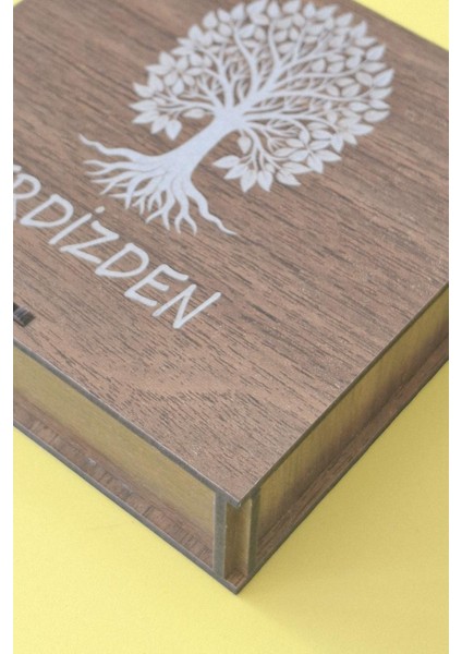 Kişiye Özel Hayat Ağacı Desenli Çok Amaçlı Kutu - 12 x 12 x 3,5 cm