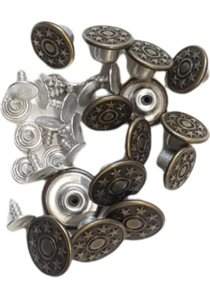 Küçük Boy 10 Adet Kot Pantolon Düğmesi, Jean Düğmesi Antik Sarı (Bronz) 13MM modelleri