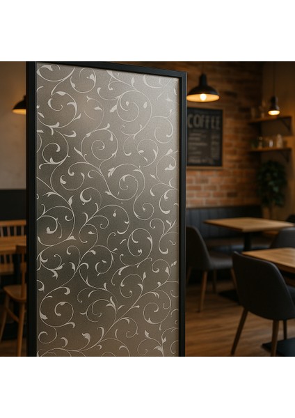 45X100CM Desenli Statik Cam Filmi Kaplama | Mutfak Ofis Banyo Kafe Restoran