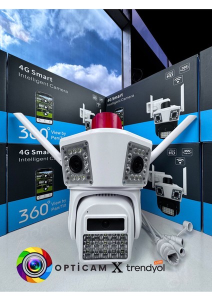 RX45AI 4g 4 Kamera 4+4+4 Mp Elektrikli Sim Kartlı Güvenlik Kamerası + 1.5 A Adaptör