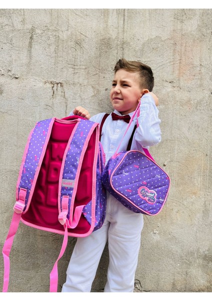 Waddell Lisanslı Lila Flamingo Desenli Emboos Ilköğretim Okul Sırt Çantası Ve Beslenme Çantası indirimleri