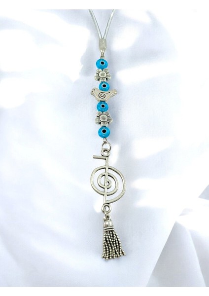 Cam Nazar Kuş ve Çiçek Detaylı Metal Reiki Sembolü Araba Dikiz Ayna Süsü/püsküllü Araba Hediyesi indirimleri