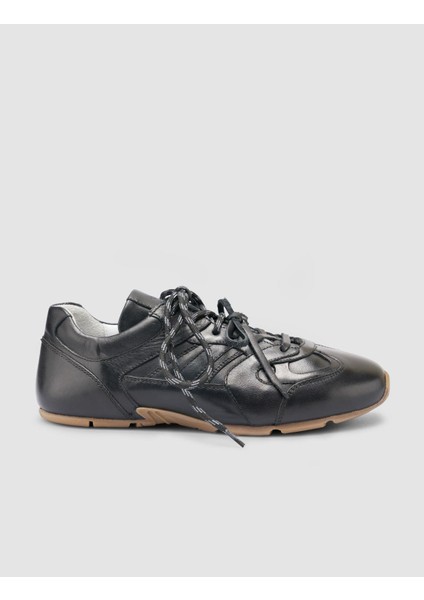 %100 Hakiki Deri Siyah Kadın Sneaker