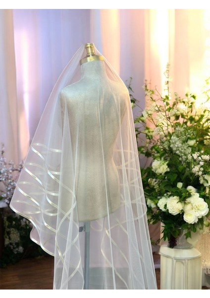 4 Sıra Biyeli Krem Rengi Uzun Gelin Duvağı indirimleri