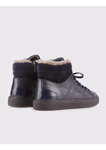 Osaka Gerçek Deri Kürklü Sneaker Erkek Bot 454K1508 Lacivert