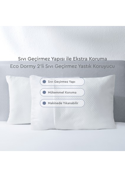 Eco Dormy 2'li Sıvı Geçirmez Koruyucu Yastık Alezi