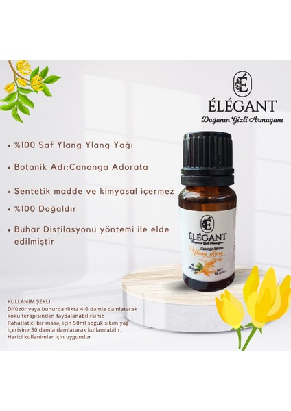 Ylang Ylang Yağı 10 ml - %100 Saf Ve Doğal - Aromaterapi, Bitkisel Uçucu Yağ