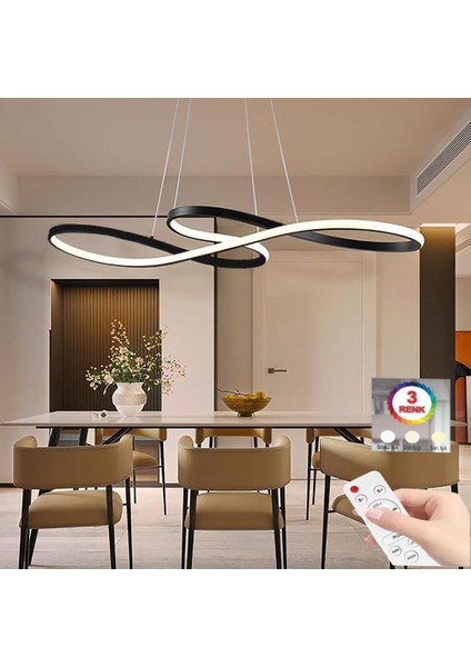 Istanbul Avize Nota Lüx LED Siyah Modern Ledli Avize