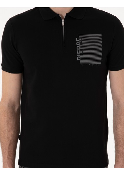 Erkek Siyah Slim Fit Polo Yaka Tişört 50307929-VR046