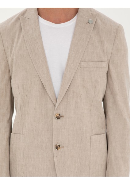 Erkek Açık Kahverengi Ekstra Slim Fit Keten Karışımlı Takım Elbise 50285295-VR002