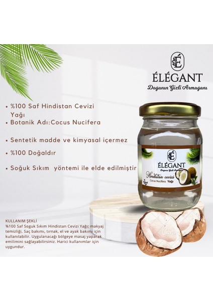 Hindistan Cevizi Yağı 150 ml -%100 Doğal Ve Saf - Soğuk Sıkım Yağ