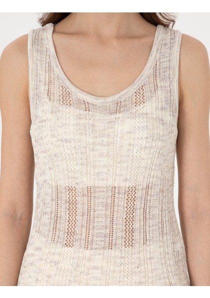 Kadın Kum Slim Fit Triko Tişört 50305576-VR085