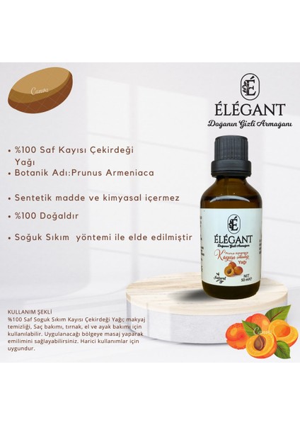 Kayısı Çekirdeği Yağı 50ml - %100 Saf Ve Doğal - Soğuk Sıkım