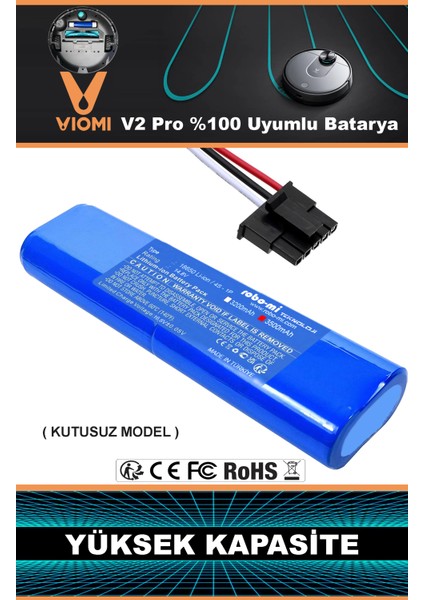Vıomı V2 Pro Batarya 14.8V 3500MAH Akıllı Robot Süpürge Pili