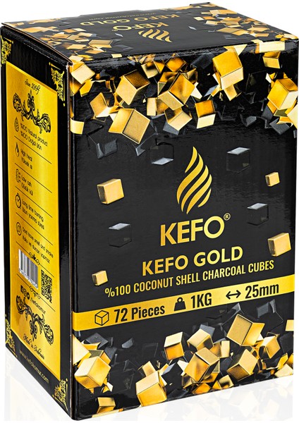 Gold %100 Hindistan Cevizi Nargile Kömürü 1KG 72 Adet 25mm Boyutunda Yüksek Isı