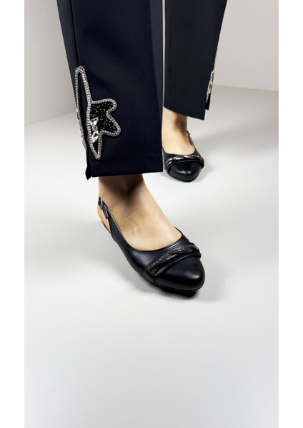 Klara 2504 Kadın Babet - Burgu Detaylı Açık Topuk Şık Günlük Ayakkabı indirimleri