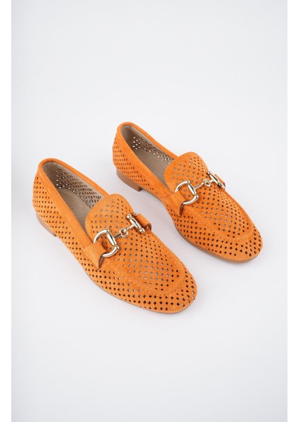 Phuket Garantili Metal Tokalı Lazerli Nefes Alabilen Deri Kadın Loafer Günlük Ayakkabı