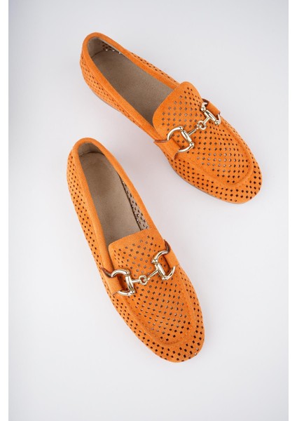 Phuket Garantili Metal Tokalı Lazerli Nefes Alabilen Deri Kadın Loafer Günlük Ayakkabı