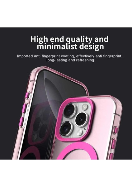 Apple iPhone 16 Pro Max Kılıf Kamera Çıkıntılı Mat Magsafe Şarj Özellikli Kenarları Renkli Şeffaf Premium Sert Kapak