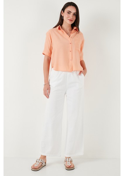Regular Fit Göğüs Cepli Kısa Kollu Gömlek Bayan Gömlek 6779324