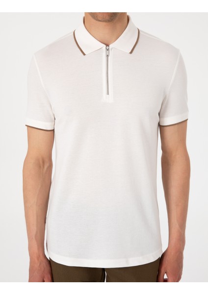 Erkek Ekru Slim Fit Polo Yaka Tişört 50307516-VR019