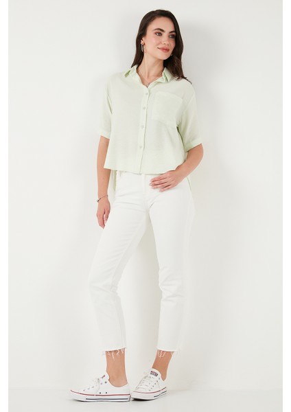 Regular Fit Göğüs Cepli Kısa Kollu Gömlek Bayan Gömlek 6779324