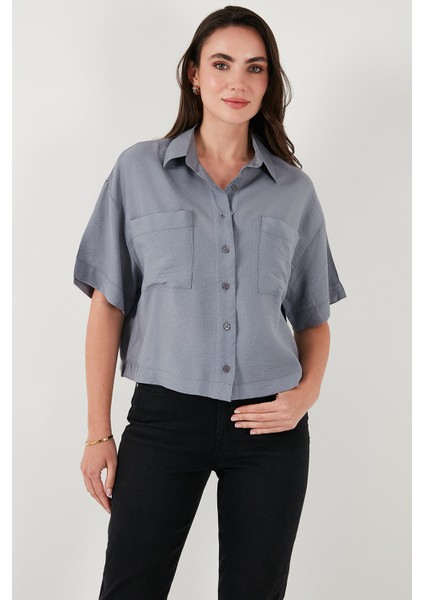 Regular Fit Cep Detaylı Kısa Kollu Gömlek Bayan Gömlek 6778568