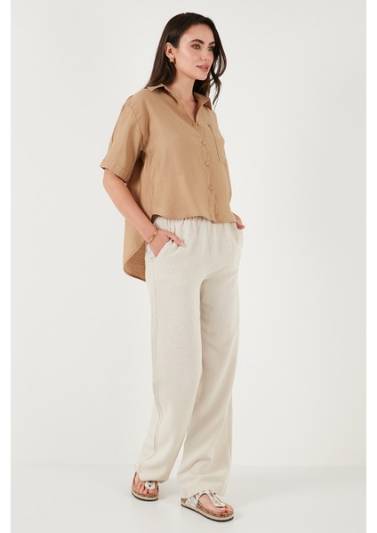 Regular Fit Göğüs Cepli Kısa Kollu Gömlek Bayan Gömlek 6779324
