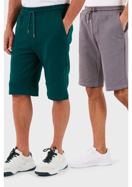 Pamuklu Regular Fit Normal Bel Cepli 2'li Paket Şort Erkek Şort 590804142S2