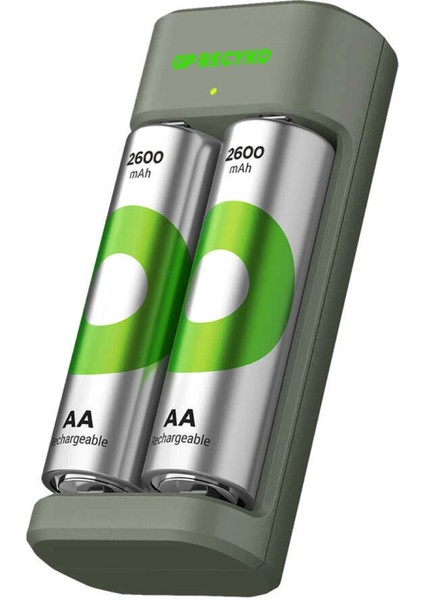 Gp Recyko E221 2 x 2600 Mah R6 Aa Pilli Pil Şarj Cihazı (GP-E221/270AHCER21-2GTLB2) (4887)