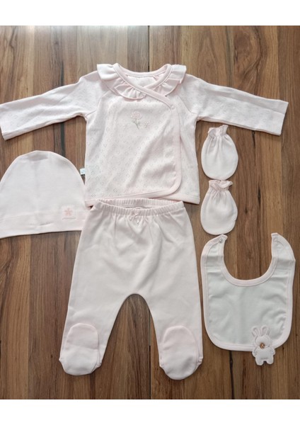 Cute Rabbit ( Tavşanlı ) Lila, Pembe, ve Ekru Renk Çeşitli Kız Bebek 5 Li Hastane Çıkışı 1473