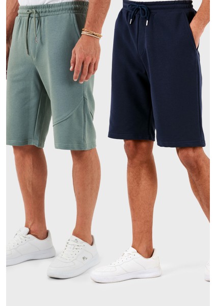 Pamuklu Regular Fit Normal Bel Cepli 2'li Paket Şort Erkek Şort 590804142S2