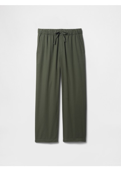 Kadın Yeşil Mid Rise Twill Pantolon